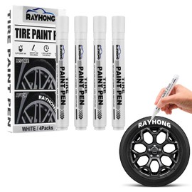KKLM 4 Pcs Car Paint Touch Pen Tire Marker Auto Touch Pen Tire Marker White Letter Pen Car Paint Repair Pen Auto Scratch Repair Color Touch Scratch Repair Set of 4