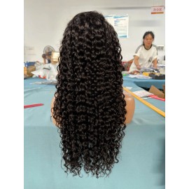 Raw Vietnamese Hair 180% Density Full Frontal Wig Nature Hd Lace Frontal Wigs Human Hair Lace Front Perruque Wig for Black Womenstyle: Water Wave, color: Natural color, stretched length: 18 Inches, Lace Size: 13x4
