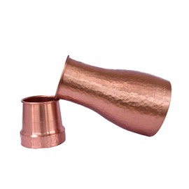 DeKulture Hammered Pure Copper Carafe Pitcher with Cap Ideal Drinkware with Ayurveda and Yoga Benefits 4 x 8 (DH) Inches 900 ml