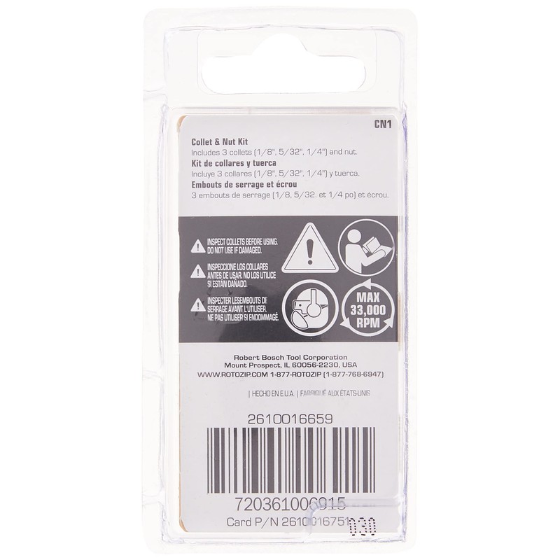 RotoZip CN1 Replacement Collet and Nut Kit,Silver