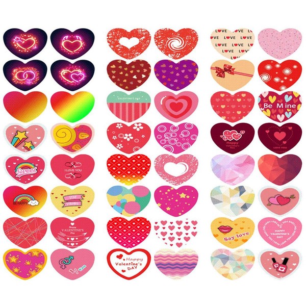 KIPETTO 672Pcs Valentine's Day Self Adhesive Gift Tags Heart Shape Sticker Label for Birthday Wedding Christmas Gift Decoration
