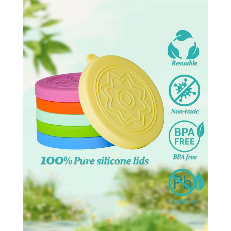 TERESRY 12 Pack Silicone Oui Yogurt Jar Lids with 12