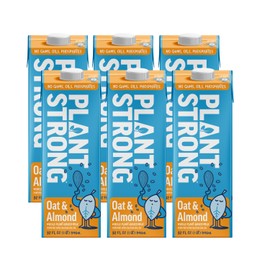 PLANTSTRONG Oat & Almond Milk 32oz (6 Pack) - NON-GMO - Plant Based, Vegan - Gluten Free Dairy Free - Shelf Stable - Lactose Free Milk - No Gums or Oils