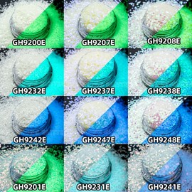 Sparkly Glow-in-the-Dark Nail Glitter Sequins - Long-lasting 124(1mm)/Gold Teal Light 10ea