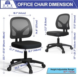 Swivel Modern Low-Back Home Computer Office Desk Chair with Wheels No Arms for Adult Study and Work