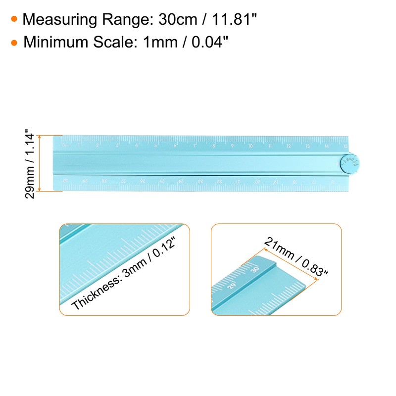 sourcing map 2pcs Folding Straight Ruler 30cm Metric Aluminum Alloy