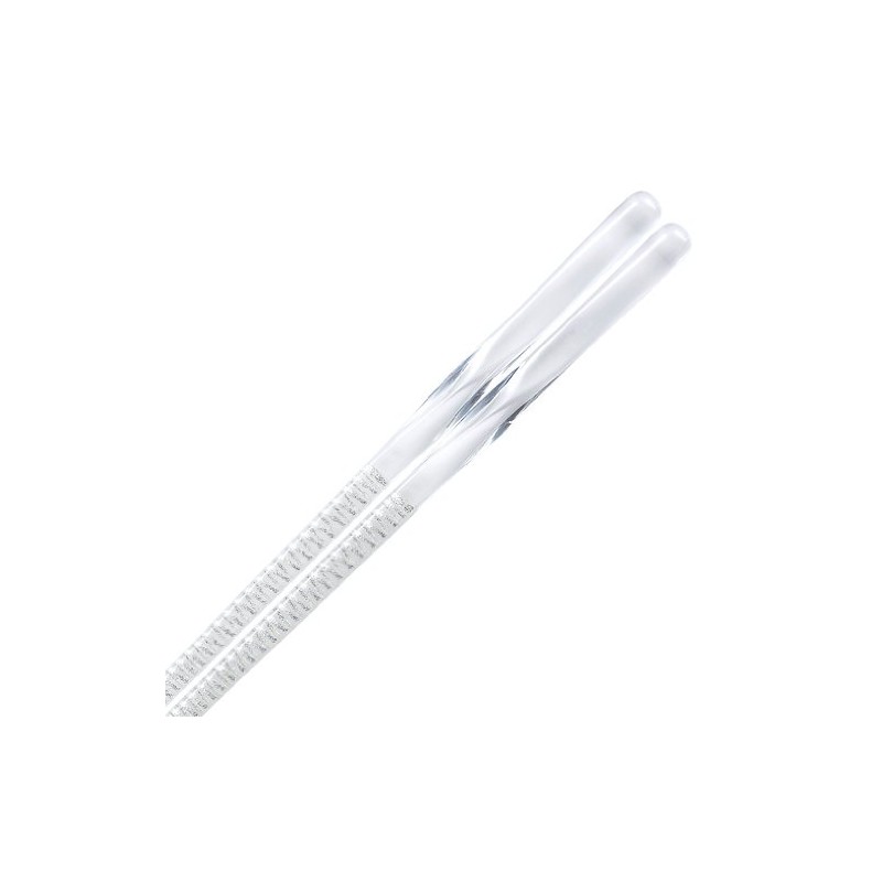 Fukui Craft ZA-0550 Vidro Twisted Chopsticks, Spiral Silver, 9.1 inches