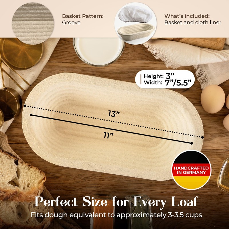 13" Oval Wood Pulp Banneton Bread Proofing Basket – 1.5LB