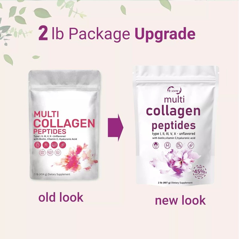 Eocute US Multi Collagen Peptides Powder-Hydroly - 2 lbs