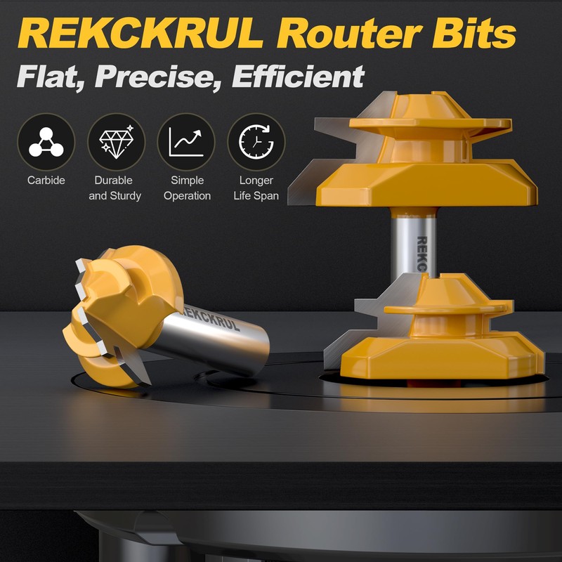 REKCKRUL 3 PCS Professional 45 Degree Lock Miter Router Bit