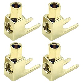 TIGRE BLANC Y-Lug Terminal L-Shaped Solderless Banana Plug Spade Plug Convert Gold Plated Cable Plug 4pcs Set