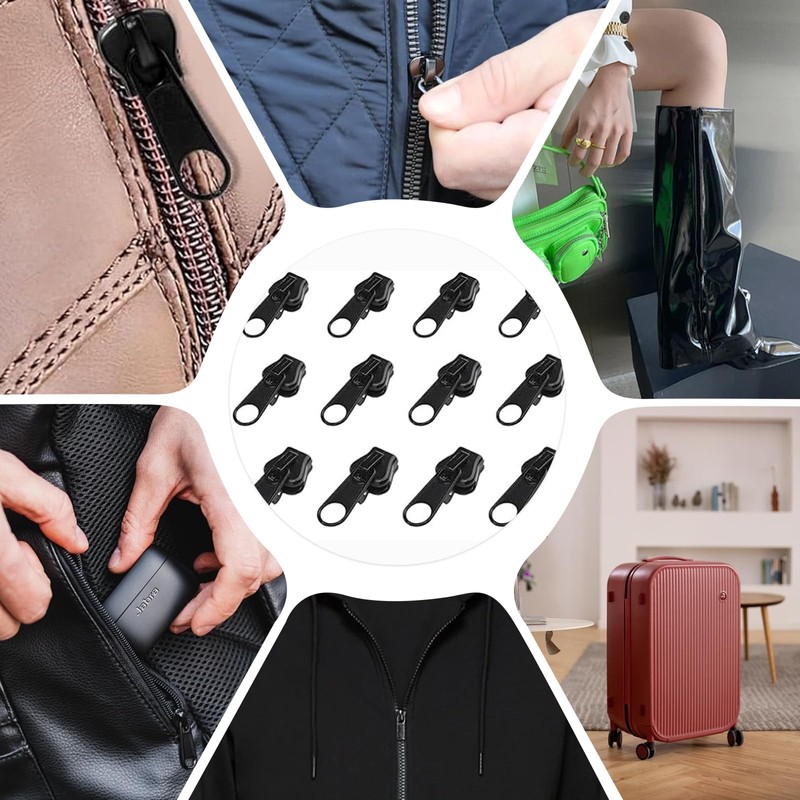 Zip Slider Replacement, 36 Pieces Removable Zip Puller, Zip Fix