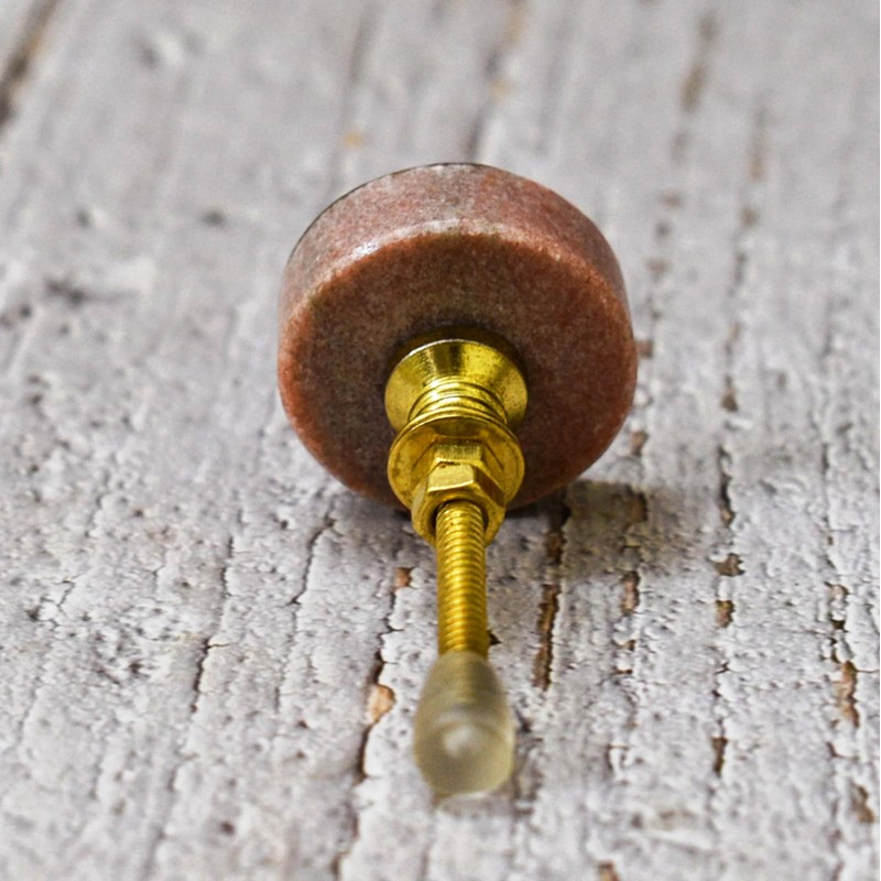 ARTISNO Marble Brass Knobs, Pink Marble knobs, Brass Drawer Knobs