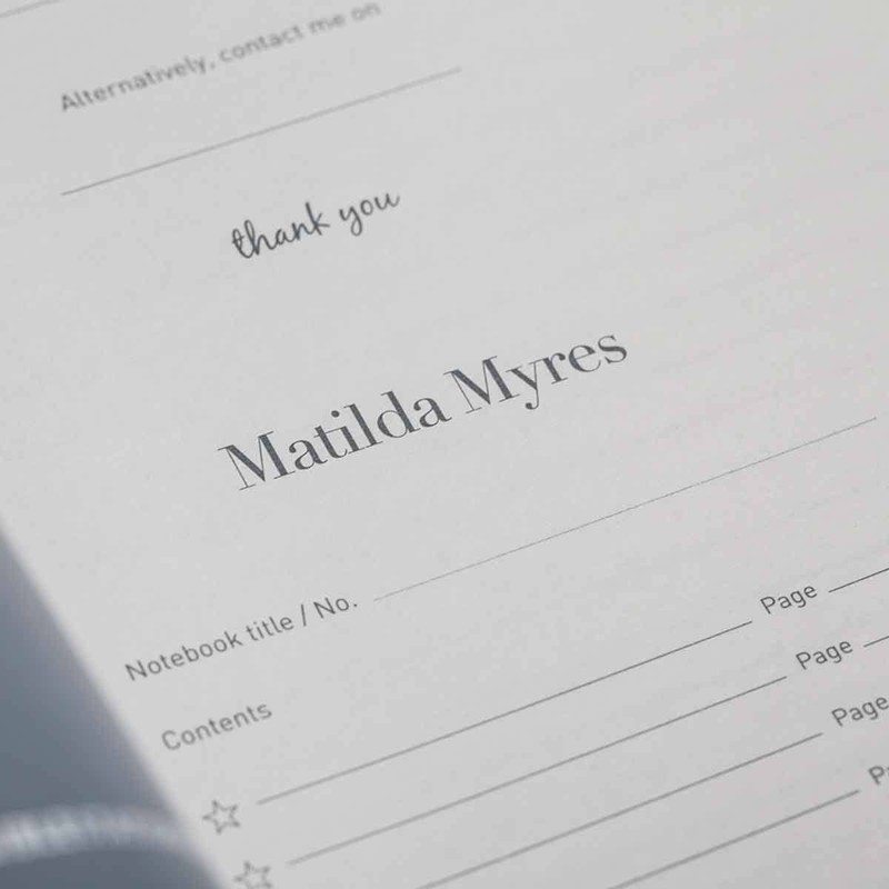 Matilda Myres Notebook & Pen - Rose Gold Foil -