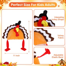 Geyoga 6 Pcs Thanksgiving Turkey Costume Accessories Including 3 over Knee Striped Socks and 3 Thanksgiving Turkey Hats for Women Men Adult Fall Cosplay Costume
