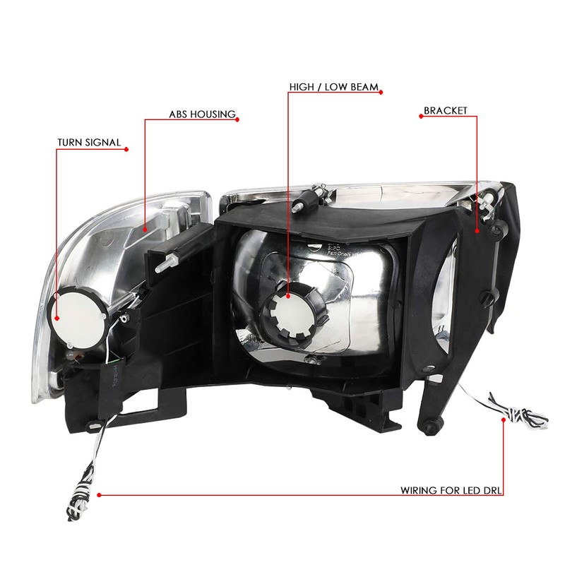 Auto Dynasty LED DRL Chrome Clear Side Headlight+Corner Lamps+Tool Kit