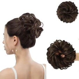 PRAVRAJYA Messy Hair Bun Cotton Lace Extensions Chignons Hair Scrunchy Updo Hairpiece Hair Extensions for Women's Wedding & other Function (Brown)