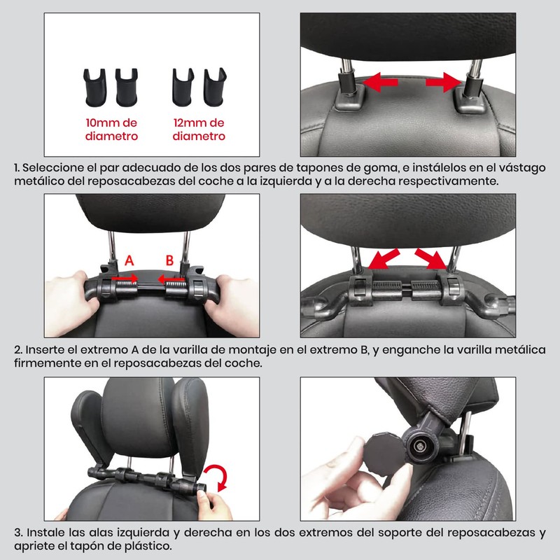 LED ATOMANT Leather Car Headrest Neck Cushion Adjustable Car Seat