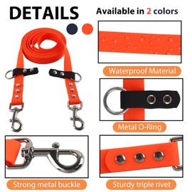 Hands Free Dog Leash, 8FT Multifunctional Crossbody Dog Training Leash Waterproof 9 in 1 Adjustable Waist Dog Leash for Small, Medium Dogs Walking, Jogging, Running (Orange, 3/4'' X 8FT)