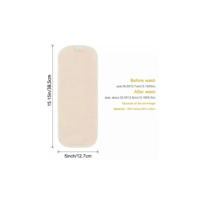 Pack 5 Absorbentesinsertos Cañamo 4 Capas Pañal Ecológico