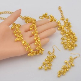 Unbranded 24k Gold Plated African India Dubai Jewelry Light ball Necklace,Earri