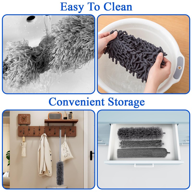 Dusters for Cleaning,9Pcs Feather Duster with Extension Pole Up to