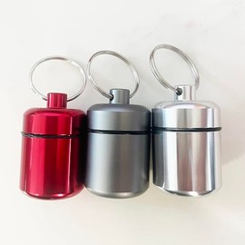 3-Packs Glucose Tablets Musicians Earplugs Holder, EFFIET Waterproof Metal Pill Bottle Container Capsule Storage Tubes (Silver-Matt-Red)