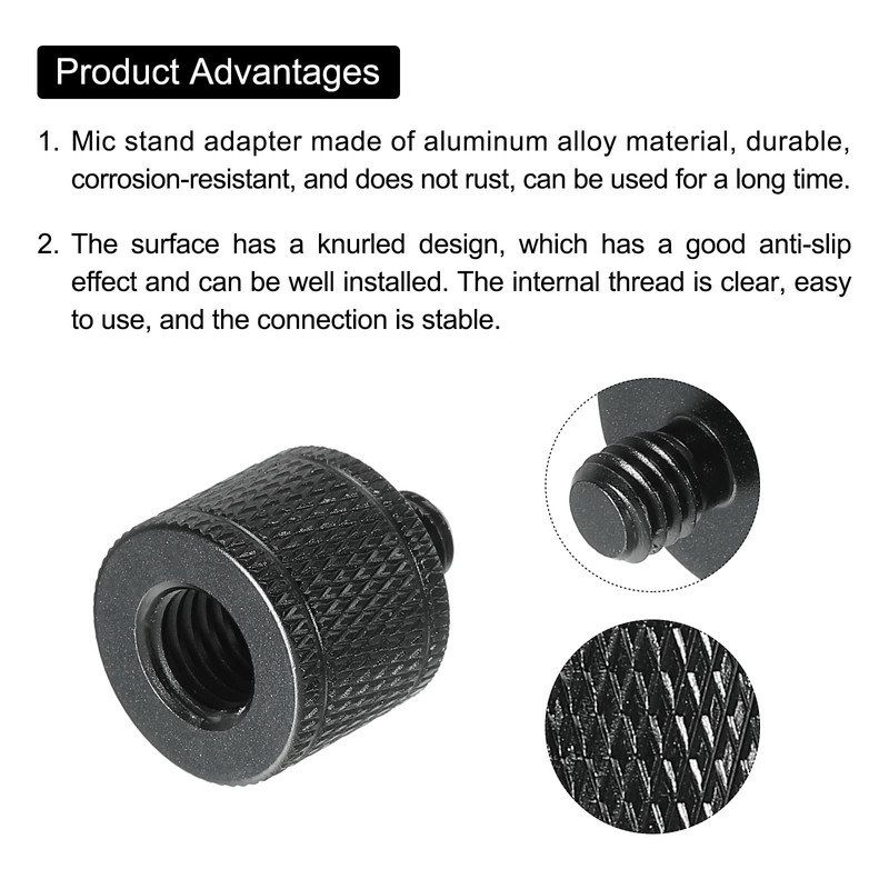 sourcing map Microphone Stand Adapter M8 Female to M6 Male