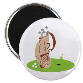 CafePress Golf Bag And Balls Magnets 2.25" Round Magnet (10 pack)