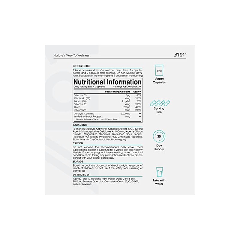 L-Carnitine 2000mg Complex with BioPerine® - Energy & Metabolism Support
