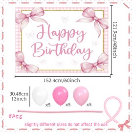 Bowknot Happy Birthday Banner Pink Bow Birthday Banner Bow Banner Bow Birthday Decorations Bows Birthday Decoration