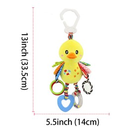 D-KINGCHY Baby Car Seat Stroller Toys Plush Hanging Animal Stuffed Rattle with Teether Sound for 0-3 Years Old (Duck)