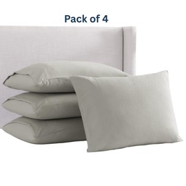 Queen Pillowcases Set of 4 – Soft Brushed Microfiber, Envelope Closure – Fade & Shrink Resistant – 20 x 30 Inches – Light Grey Pillow Covers, Queen Size