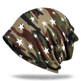 White Fang CA043 Knit Hat, Camouflage, Knit Star Cap, 2-Way Men's, Women's,