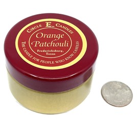 Circle E Candles, Orange Patchouli Scent, Extra Small Size Travel Tin Candle, 4oz, 1 Wick