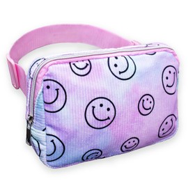 FROG SAC Corduroy Fanny Pack for Women, Tie Dye Crossbody Belt Bag for Girls, Smiley Face Cross Body Sling Bags, Trendy Fashion Emoji Hip Waist Packs, Small Adjustable Over The Shoulder Travel Pouch