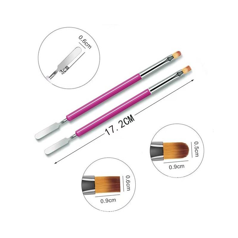 Nail Brushes, 2Pcs Nail Art Brushes, Dual-Ended Polygel Brush &