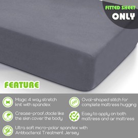 Fitted Sheet- COSMOPLUS Full Fitted Sheet Onlyï¼No Flat Sheet or Pillow Shamsï¼,4 Way Stretch Micro-Knit,Snug Fit,Wrinkle Free,for Standard Mattress and Air Bed Mattress from 8â Up to 14â,Gray