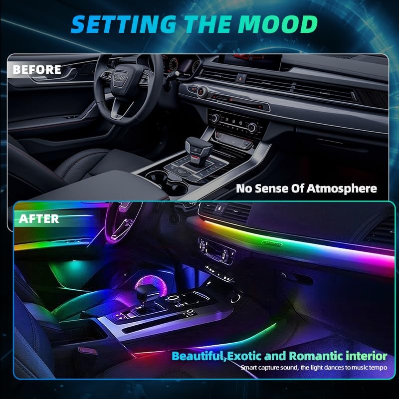 Acrylic Interior Car LED Strip Lights, Dreamcolor 10-in-1 Car Ambient