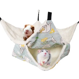 LEFTSTARER Pet Small Animal Hanging Hammock Ferret Bunkbed Hammock Cage Toy for Hamster Rat Sugar Glider Parrot Guinea Pig Hideout Play Sleep (Polar Bear)