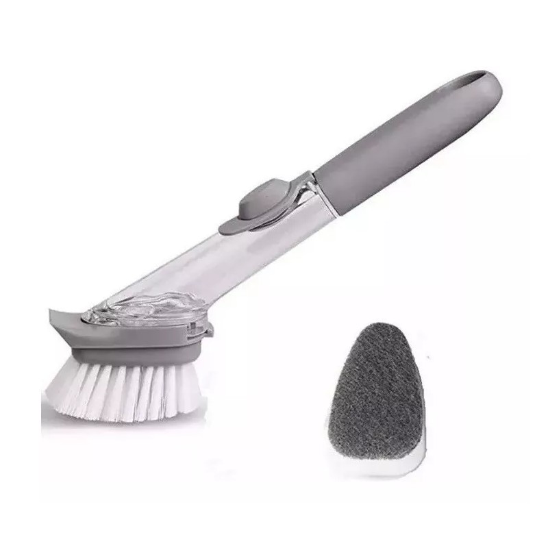 Cepillo 2 En 1 Dispensador Jabon Lava Trastes Tennis