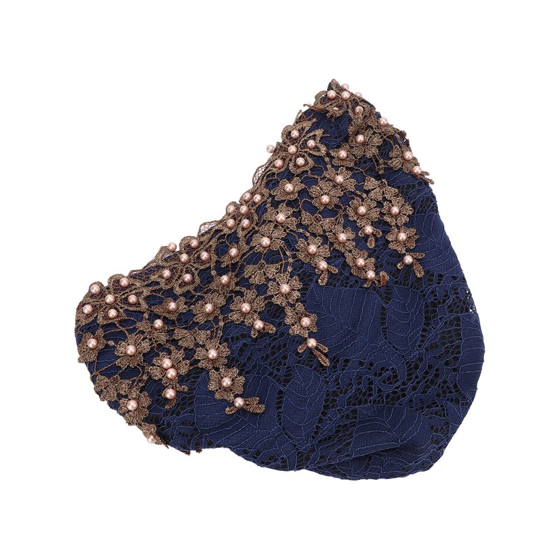 Turban Head Wraps Vintage Embroidered Soft Lace Material Beaded Fleece