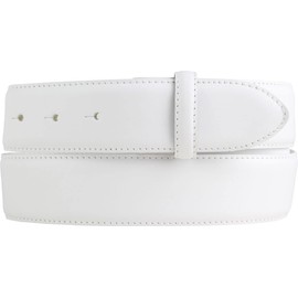 BELTINGER Interchangeable belt made of full cowhide leather with seam 4 cm without buckle, soft press stud belt for men and women, 40 mm, jeans belt with fine structure, White