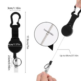 Pack of 4 Key Fobs, Retractable Badge Holder, Key Reel, Extendable Lanyard with Key Ring for Keys, Card Holder and Belt Clip