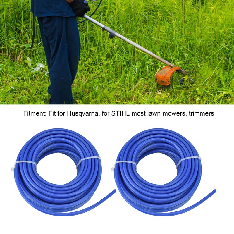 2PCS 4mm String Trimmer Line, Blue Nylon Round Trimmer Line,