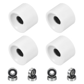 PATIKIL 70mm Skateboard Wheels 1 Set 78A Hardness Street Wheels PU Cruiser Wheels with 608RS Bearings for Skateboards Replacement, White