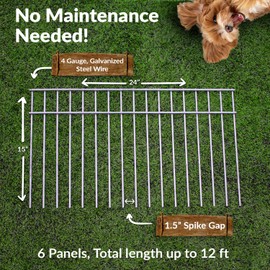 Dig Defence Original Animal Barrier Fence - X-Large Decorative Garden Fence, Outdoor No Dig Fence for Dogs and Rabbits, Yard and Patio - 24”(L) x 15”(H), 6 Pack