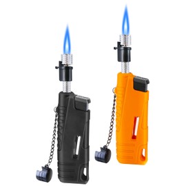 Laffizz 2 Pack Torch Lighter for Outdoor Refillable Butane Jet Flame Lighters Long Wand Torch Lighters for Camping Hiking Adventure Survival Tactical Gear Candle Grill BBQ (Without Gas)