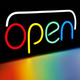 TORCHSTAR LED Open Neon Light Sign, 19.7 Inch x 9.8 Inch, Ultra Bright Multicolor Style, RGB Letter Window Displaying Light, Bar, Restaurant, Store, Salon, Gas Station, Motel, Door, Shop