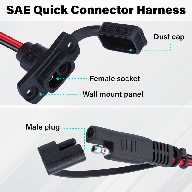 2 PCS SAE Quick Connector Harness, 1FT 12AWG SAE Adapter